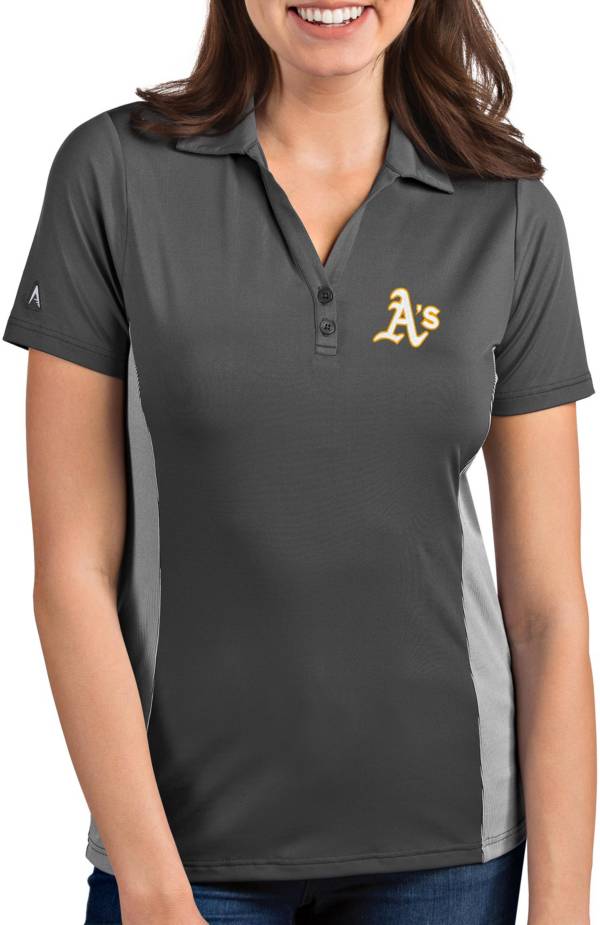 Antigua Women's Oakland Athletics Venture Grey Performance Polo