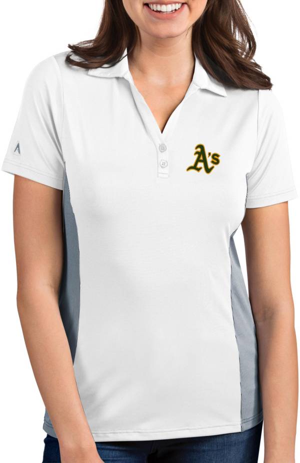 Antigua Women's Oakland Athletics Venture White Performance Polo