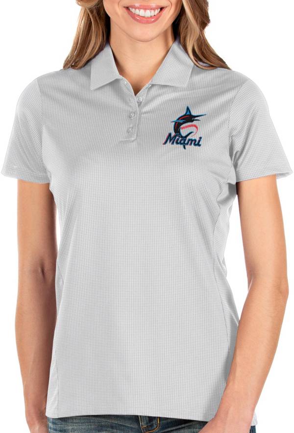 Antigua Women's Miami Marlins White Balance Polo