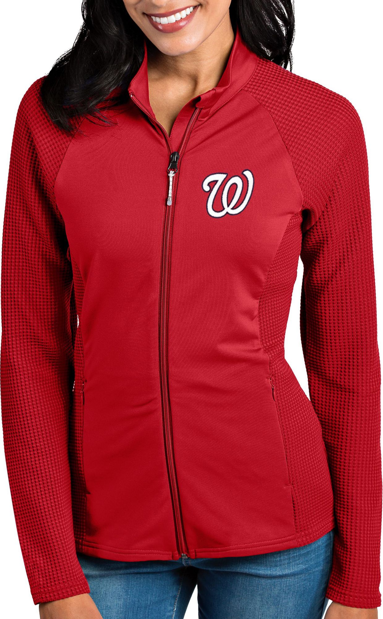 red quarter zip pullover women's