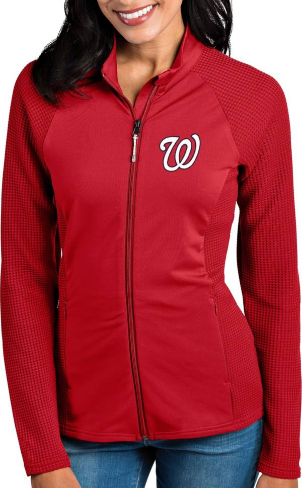 Antigua Women's Washington Nationals Red Sonar Performance Quarter-Zip Pullover