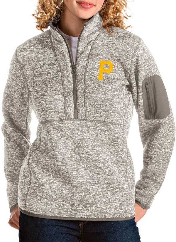 Antigua Women's Pittsburgh Pirates Oatmeal Fortune Half-Zip Pullover product image