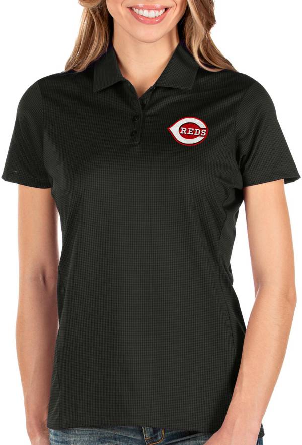 Antigua Women's Cincinnati Reds Black Balance Polo