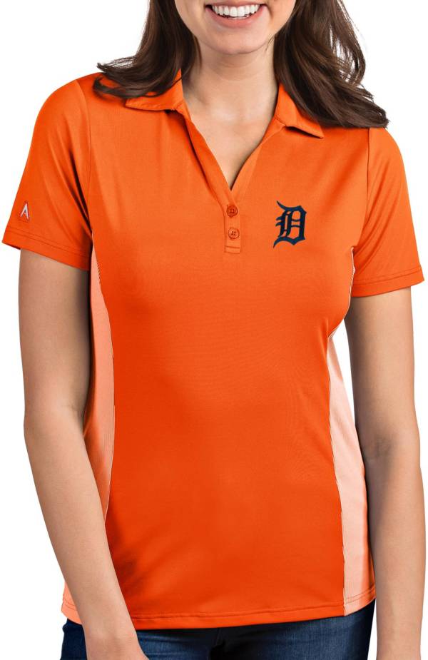 Antigua Women's Detroit Tigers Venture Orange Performance Polo