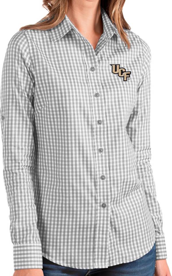 Antigua Women's UCF Knights Grey Structure Button Down Long Sleeve Shirt