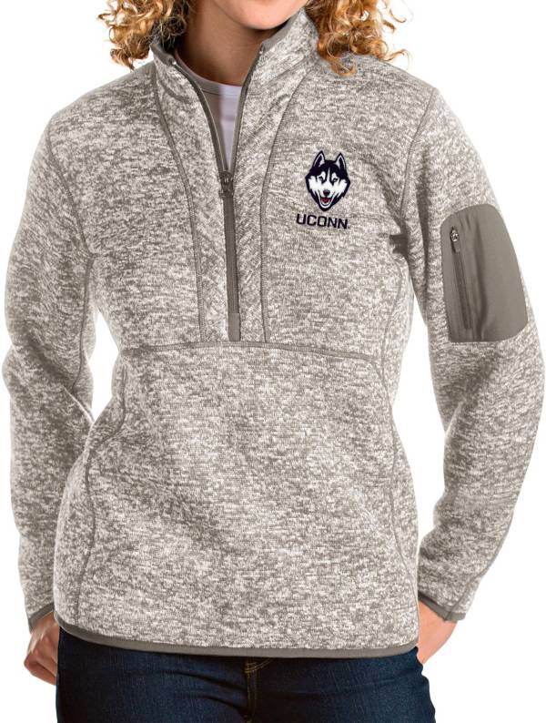 Antigua Women's UConn Huskies Oatmeal Fortune Pullover Jacket product image