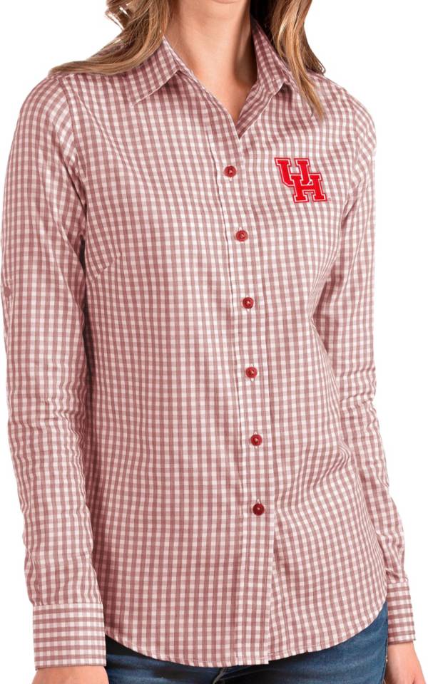 Antigua Women's Houston Cougars Red Structure Button Down Long Sleeve Shirt product image