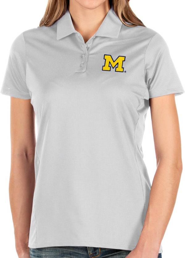 Antigua Women's Michigan Wolverines Balance White Polo