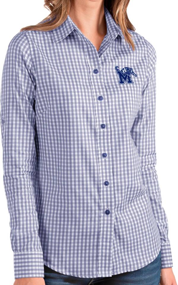 Antigua Women's Memphis Tigers Blue Structure Button Down Long Sleeve Shirt product image