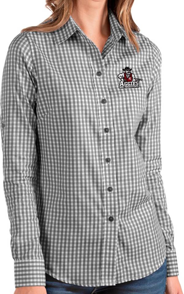 Antigua Women's New Mexico State Aggies Structure Button Down Long Sleeve Black Shirt product image