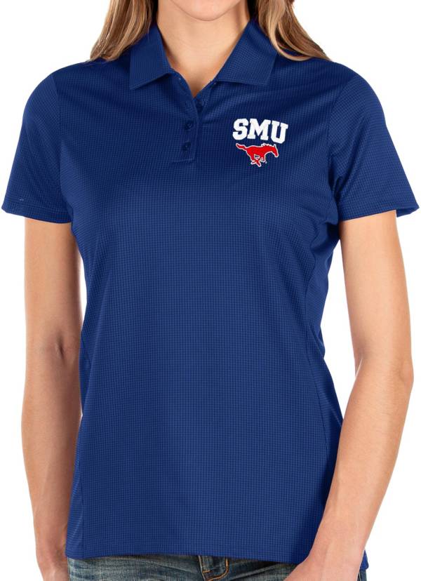 Antigua Women's Southern Methodist Mustangs Blue Balance Polo