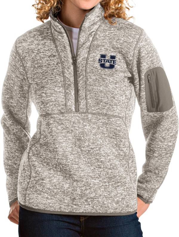 Antigua Women's Utah State Aggies Oatmeal Fortune Pullover Jacket product image