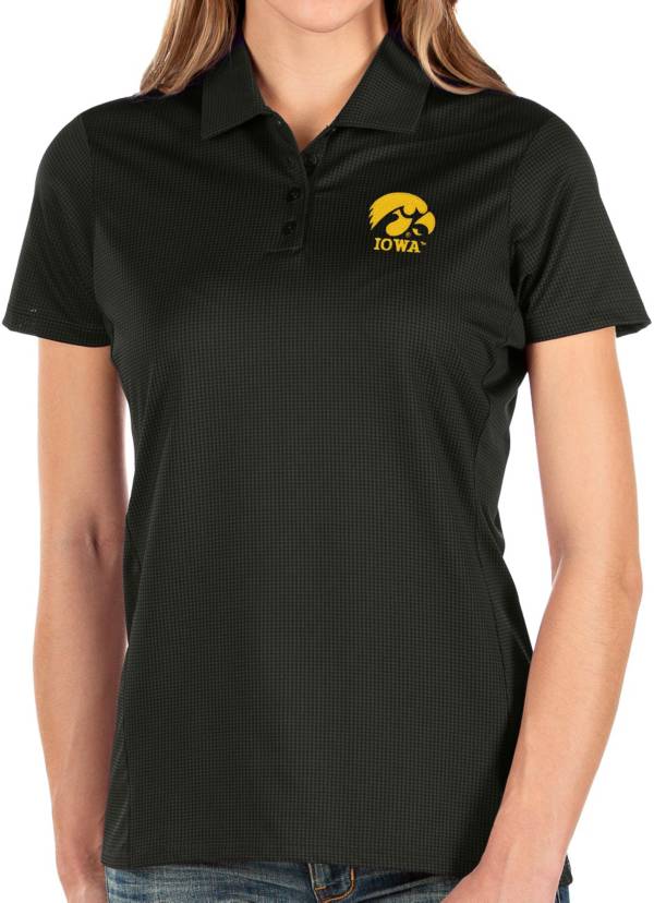 Antigua Women's Iowa Hawkeyes Balance Black Polo