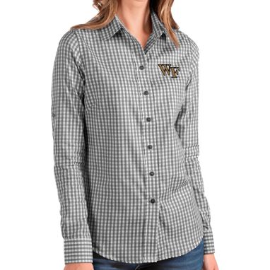 sorry, Antigua Women's Wake Forest Demon Deacons Structure Button Down Long Sleeve Black Shirt is currently out of stock
