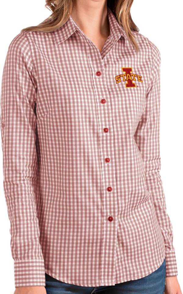 Antigua Women's Iowa State Cyclones Cardinal Structure Button Down Long Sleeve Shirt product image