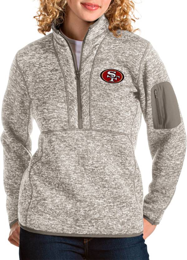 Antigua Women's San Francisco 49ers Fortune Quarter-Zip Oatmeal