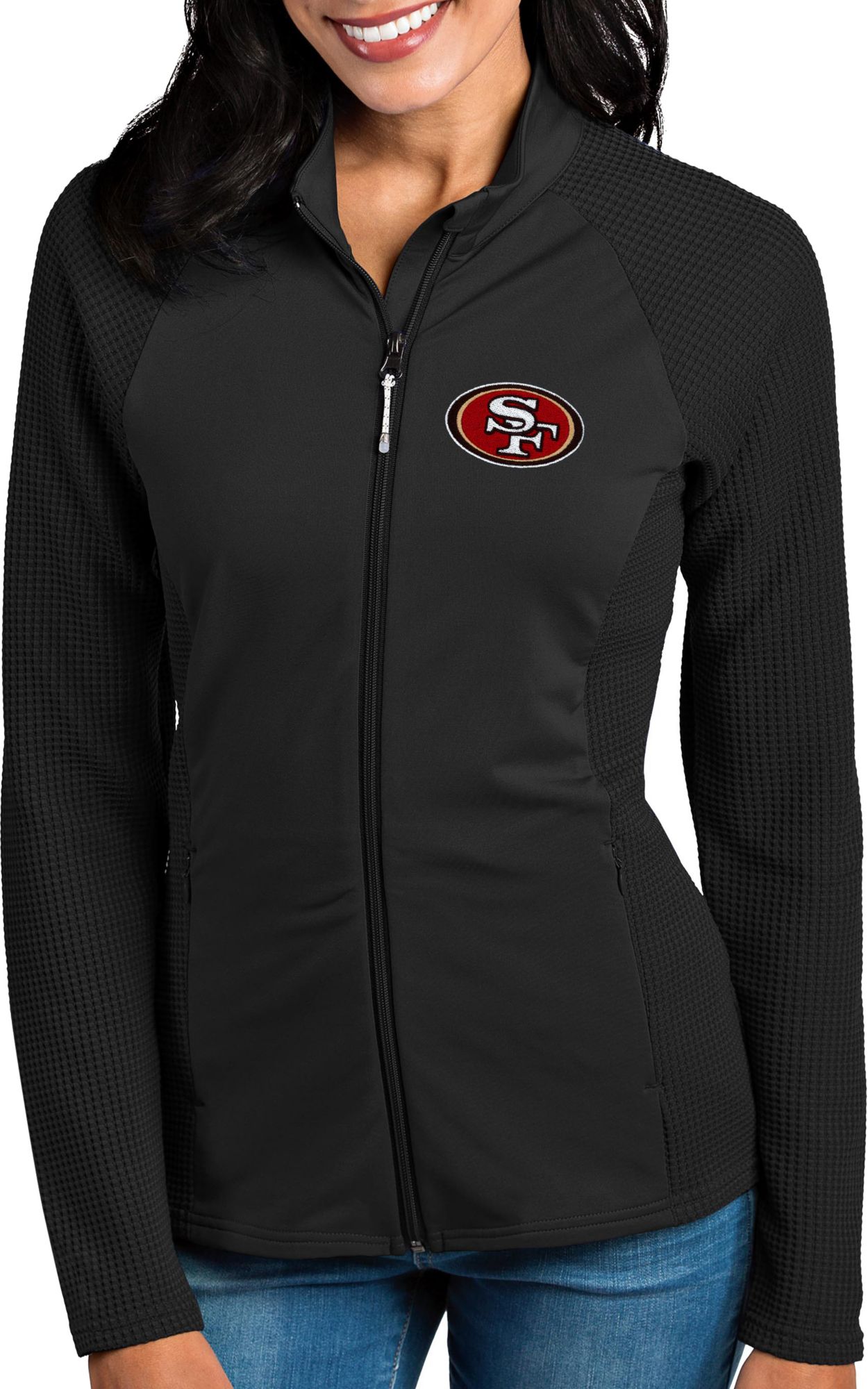 49ers black zip up hoodie