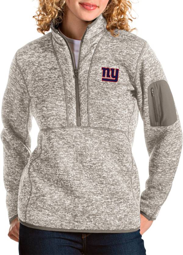 Antigua Women's New York Giants Fortune Quarter-Zip Oatmeal Pullover