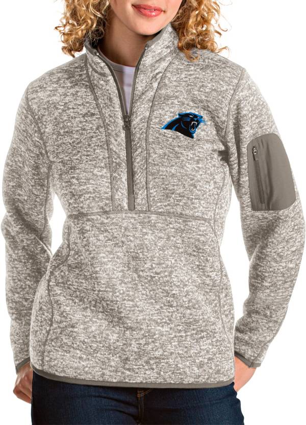 Antigua Women's Carolina Panthers Fortune Quarter-Zip Oatmeal Pullover product image