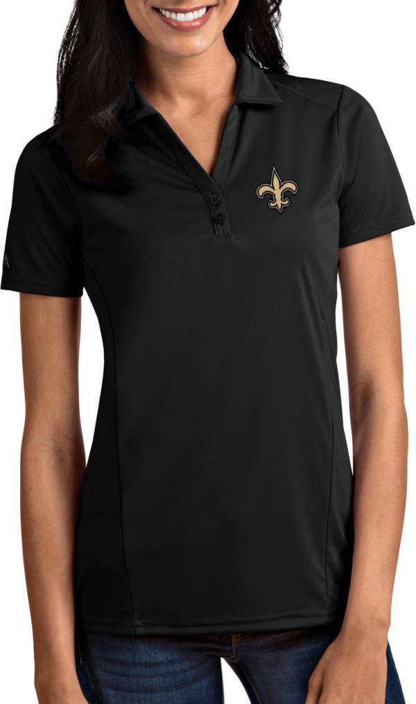 Antigua Women's New Orleans Saints Tribute Sleeveless Black Performance  Polo