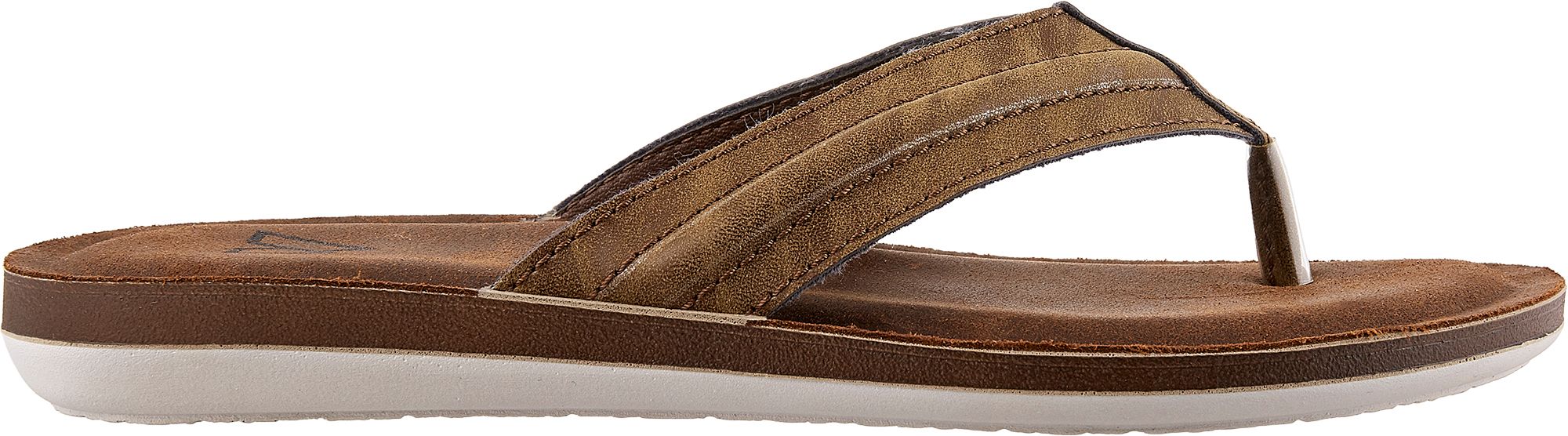 mens brown leather flip flops