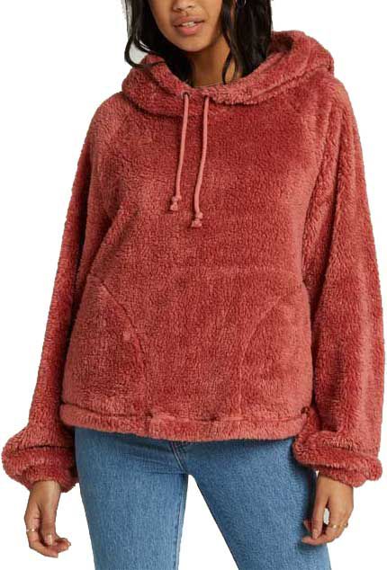 red sherpa pullover