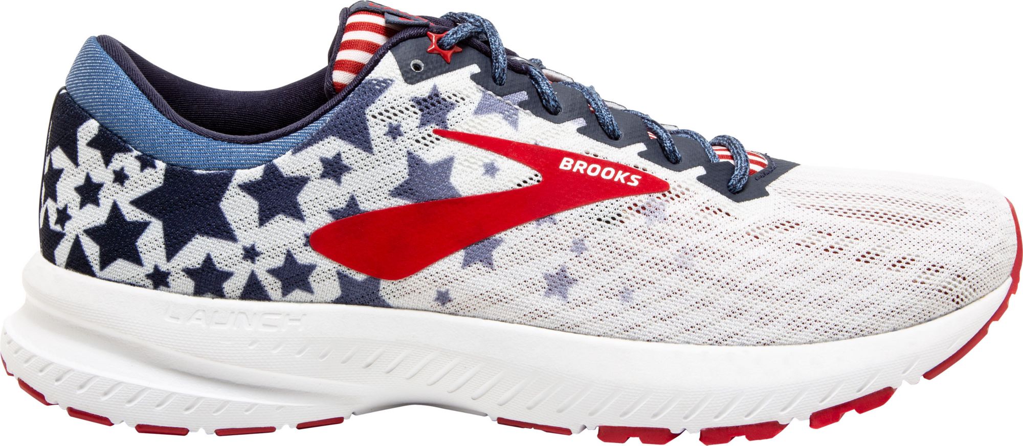 brooks red white and blue running shoes