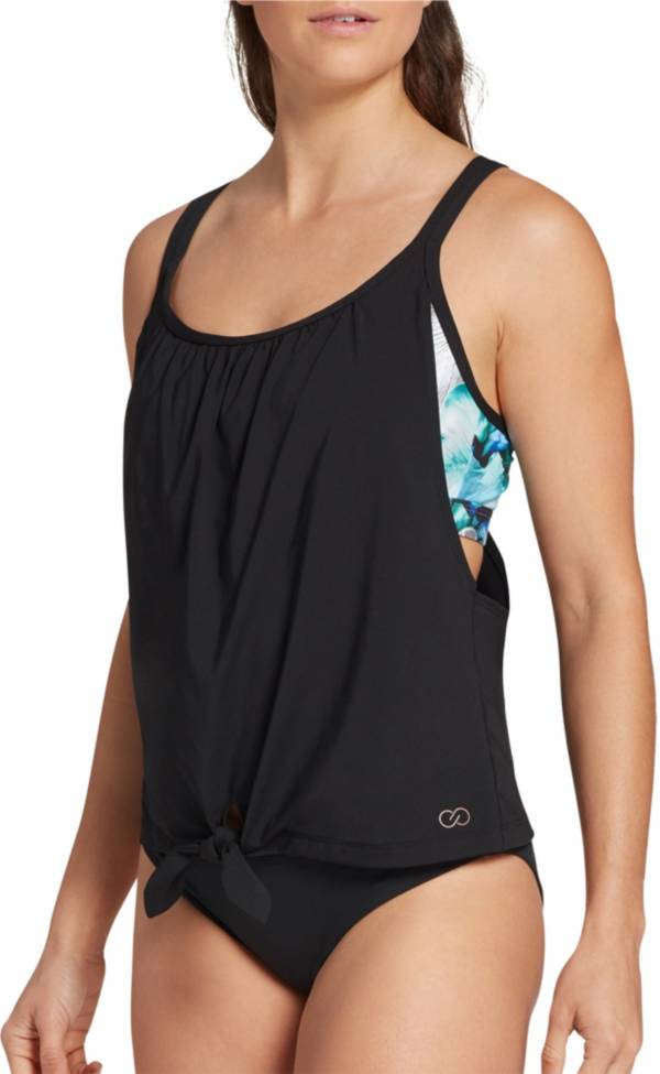 CALIA by Carrie Underwood Women's Tie Front Tankini Top
