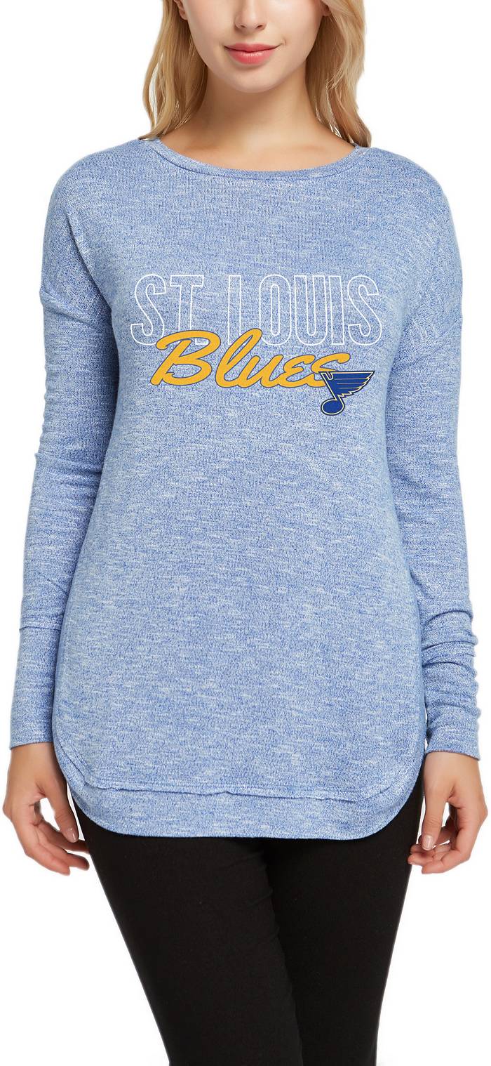 Concepts Sport Women's St. Louis Blues Marble Royal Heathered Long Sleeve T- Shirt