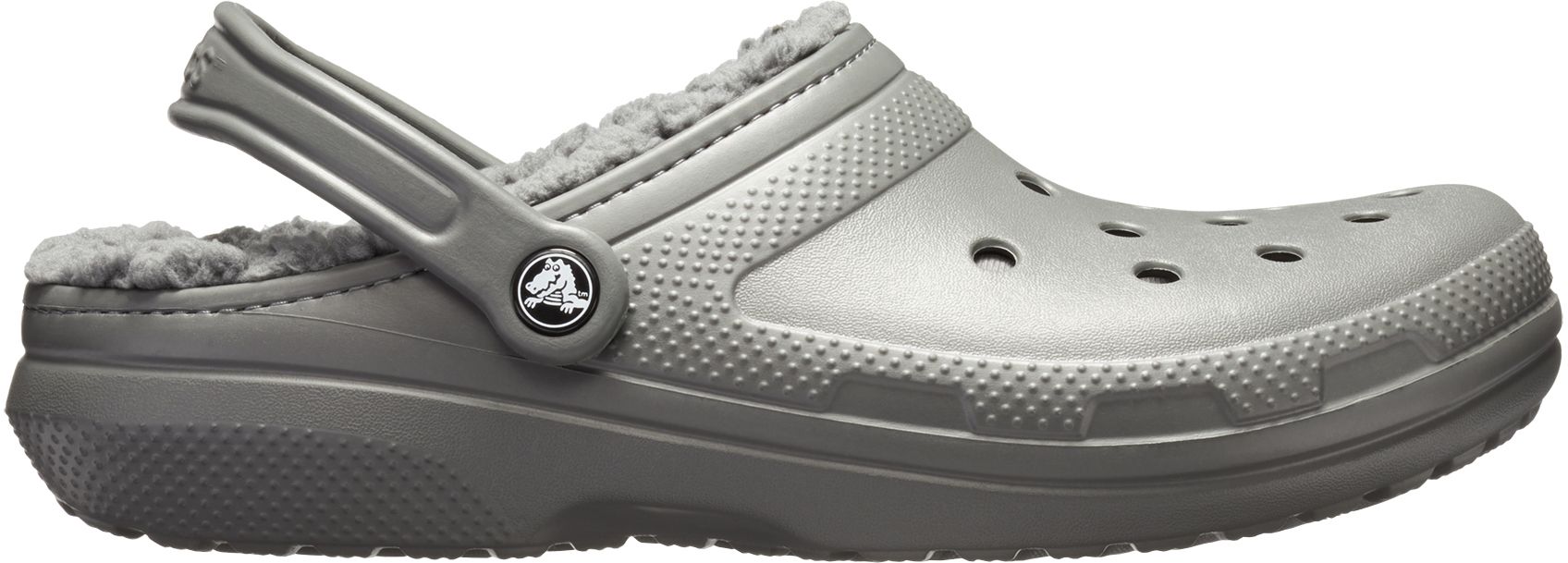 crocs with fur grey