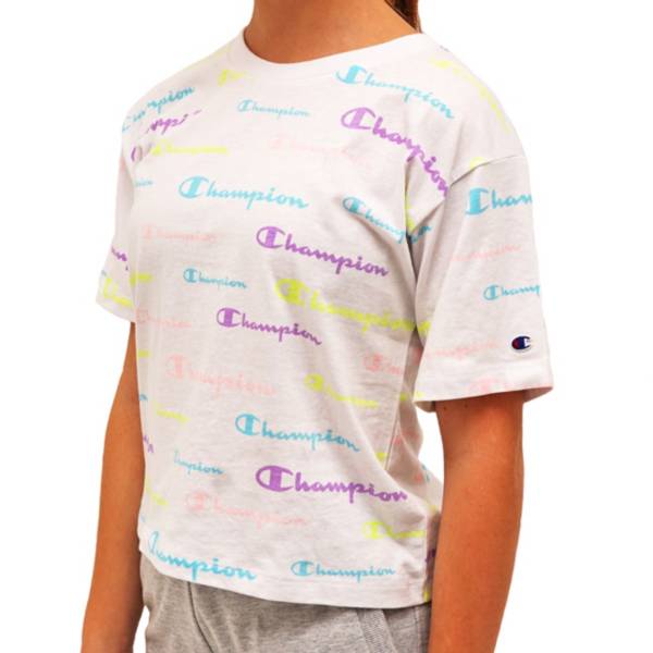 Champion Girls Allover Print Script Boxy T Shirt Dick S Sporting Goods
