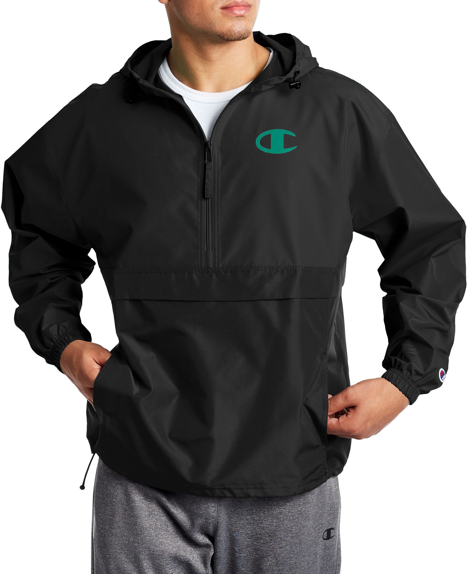 champion men's packable jacket black