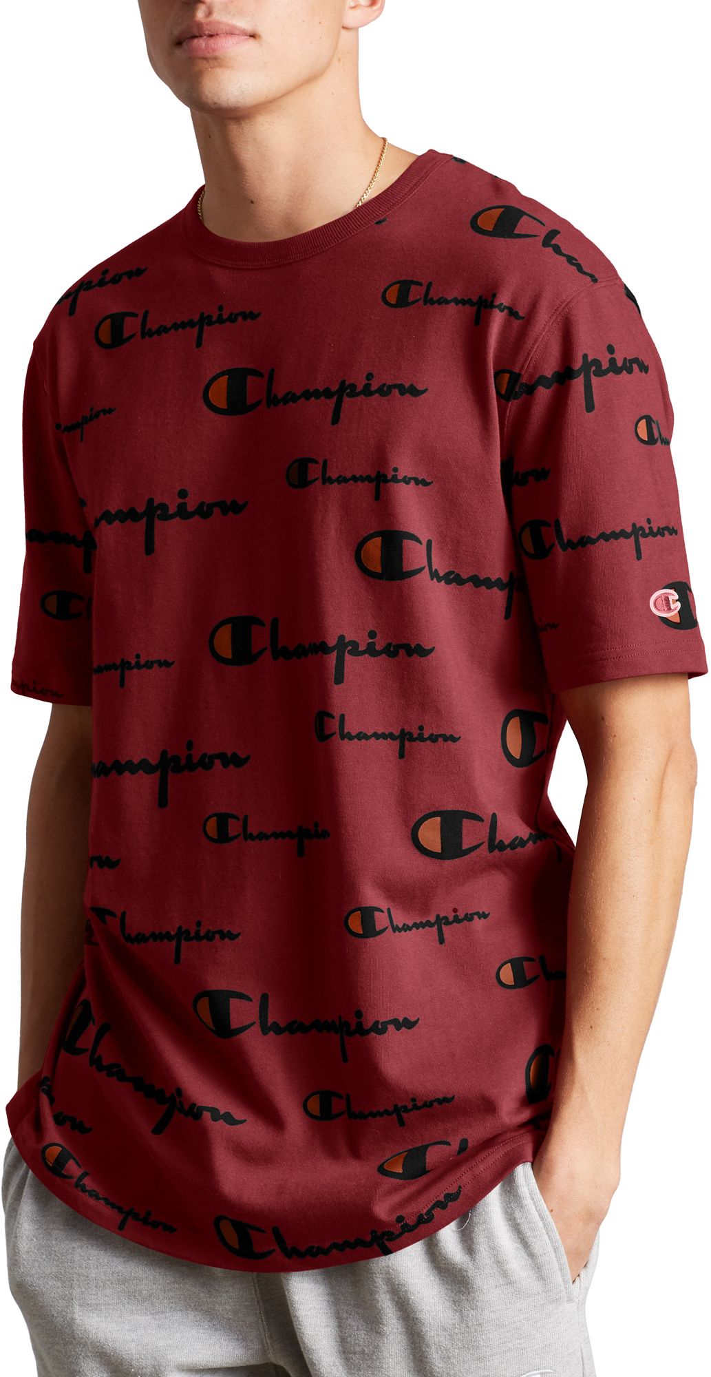champion logo print t shirt