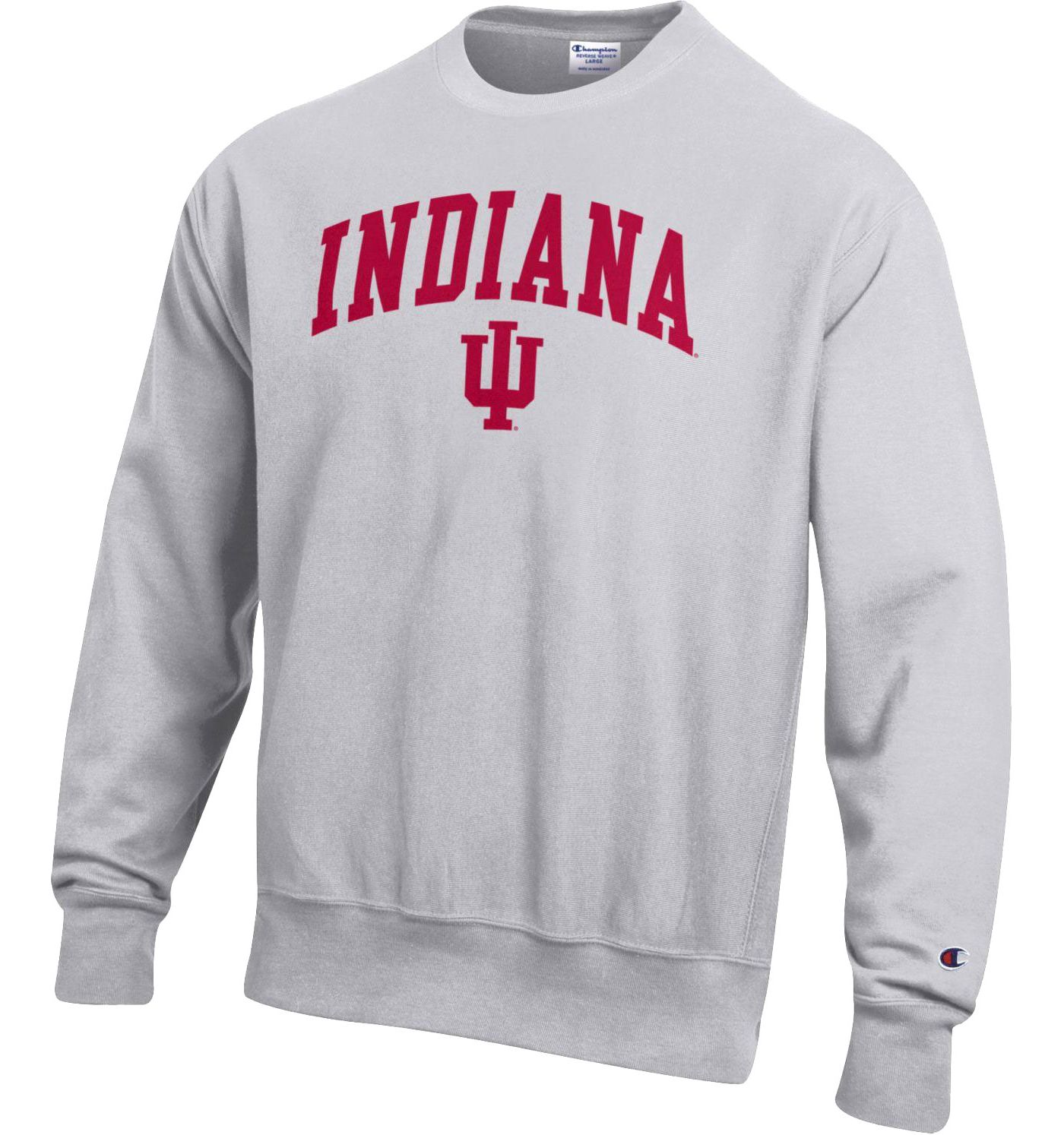 Champion Men s Indiana Hoosiers Grey Reverse Weave Crew Sweatshirt Dick s Sporting Goods