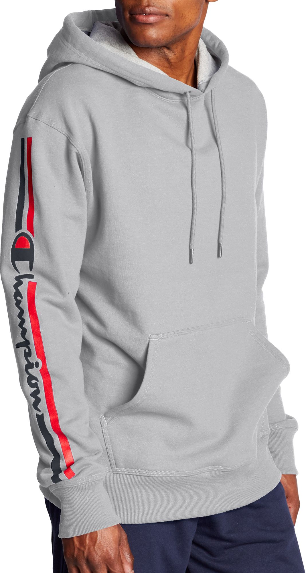 champion men's powerblend script graphic hoodie