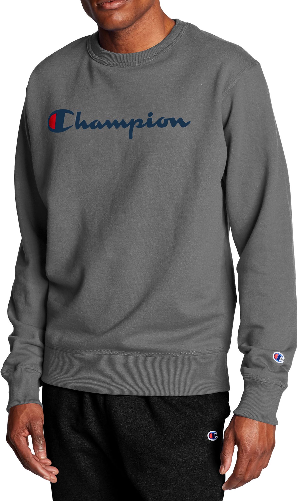 Champion Men's Powerblend Fleece Script Logo Crewneck Sweatshirt | Dick's  Sporting Goods
