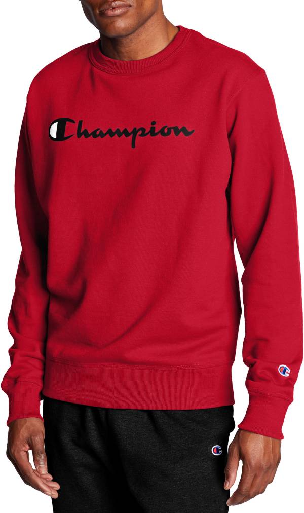 Champion Men's Powerblend Fleece Script Logo Crewneck Sweatshirt | Dick ...