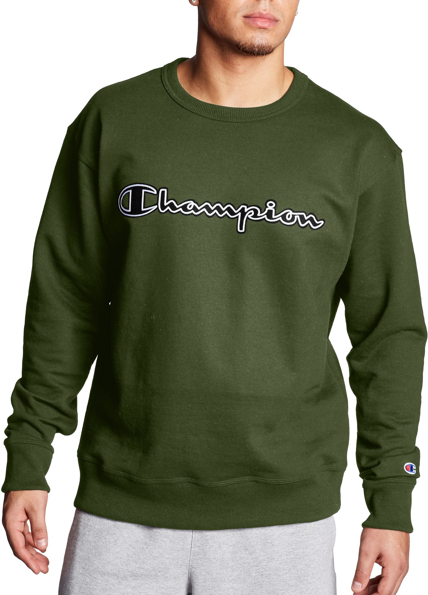 mens champion crew neck fleece sweatshirt