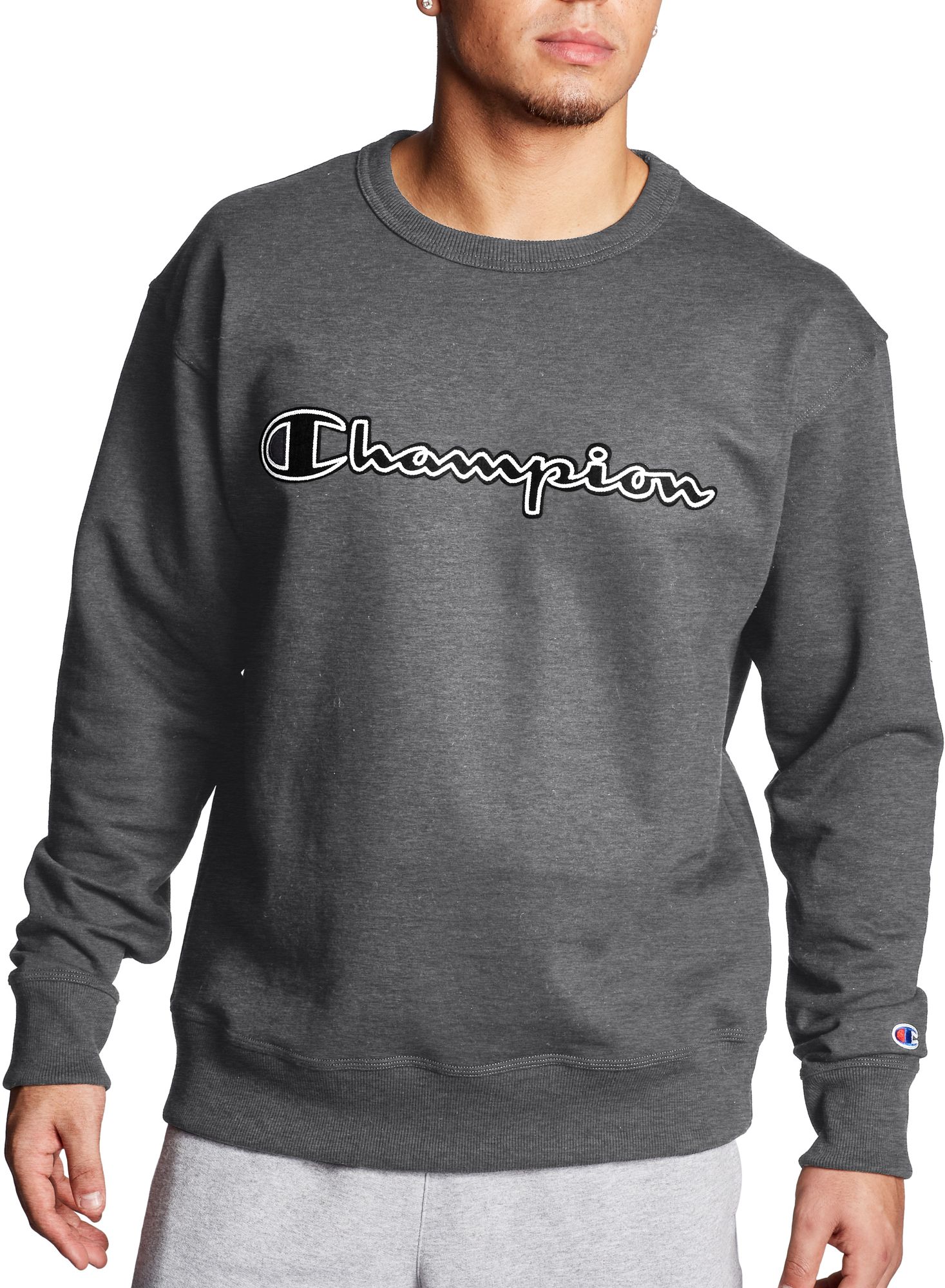 women's champion applique fleece crewneck sweatshirt