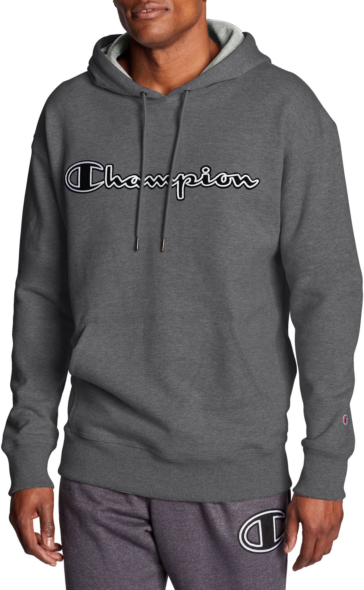men's champion powerblend script logo hoodie