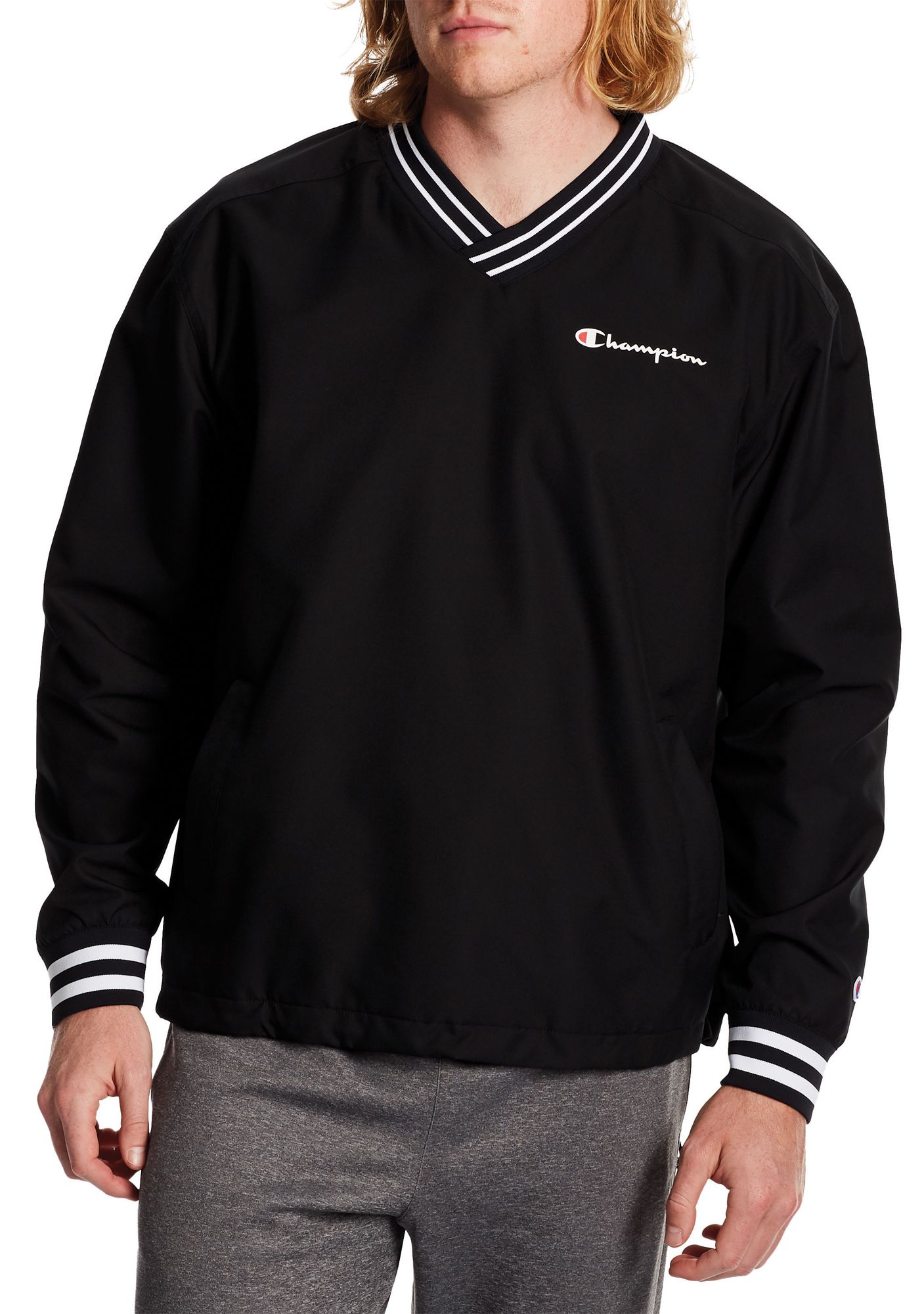 champion windbreaker mens black