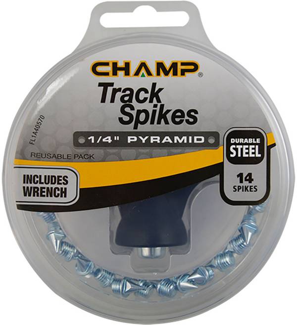 1/4 inch Track Spikes Pyramid, 120 Pieces Steel Spikes with Storage Box and  Small Wrench, Gold, Silver and Black Mixed Spikes for Youth Track Athletes