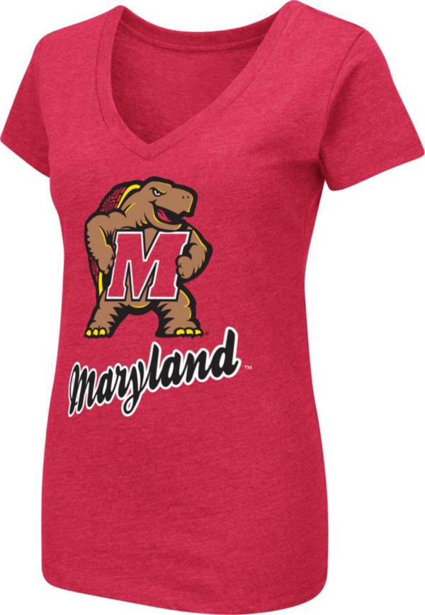 Colosseum Women's Maryland Terrapins Red Dual Blend V-Neck T-Shirt