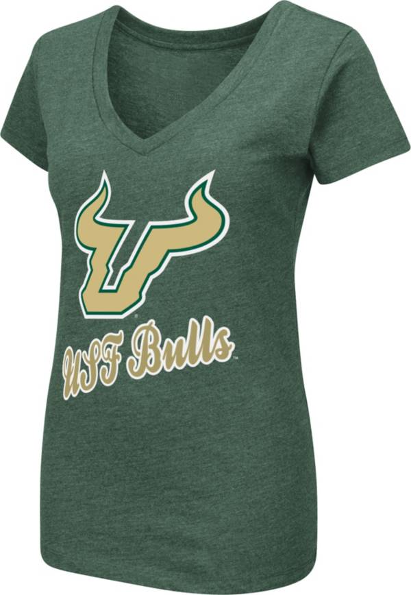 Colosseum Women's South Florida Bulls Green Dual Blend V-Neck T-Shirt