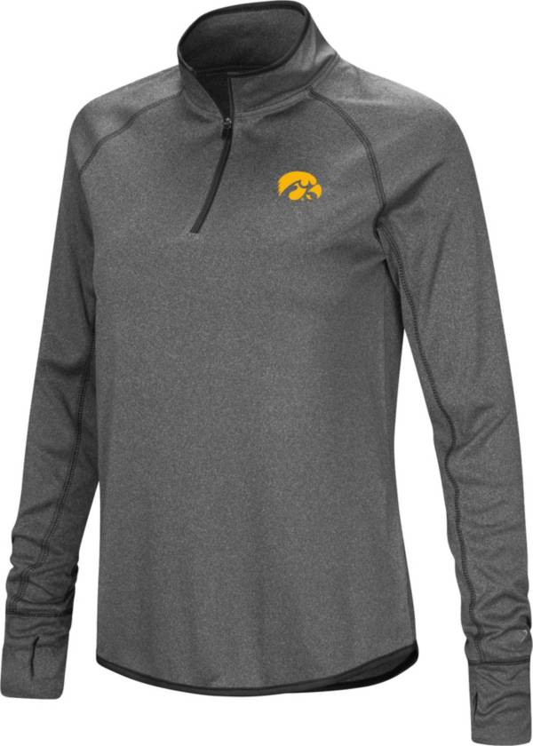 Colosseum Women's Iowa Hawkeyes Grey Stingray Quarter-Zip Shirt