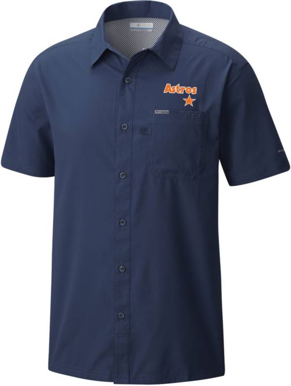 Columbia Men's Houston Astros Navy Slack Tide Button Down Performance Shirt