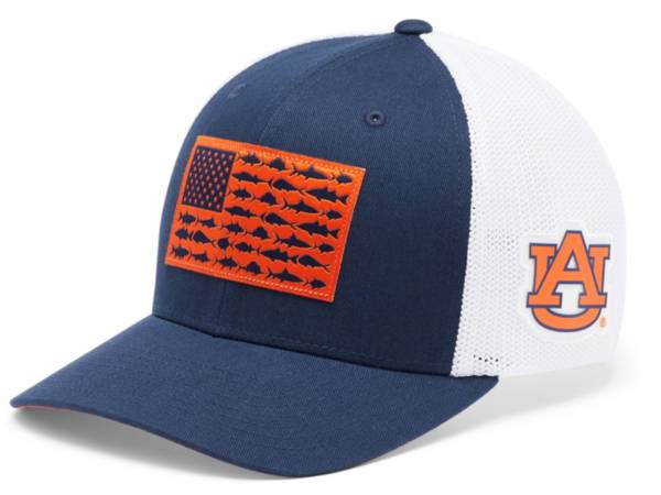 Columbia Men's Auburn Tigers Blue PFG Flag Mesh Fitted Hat