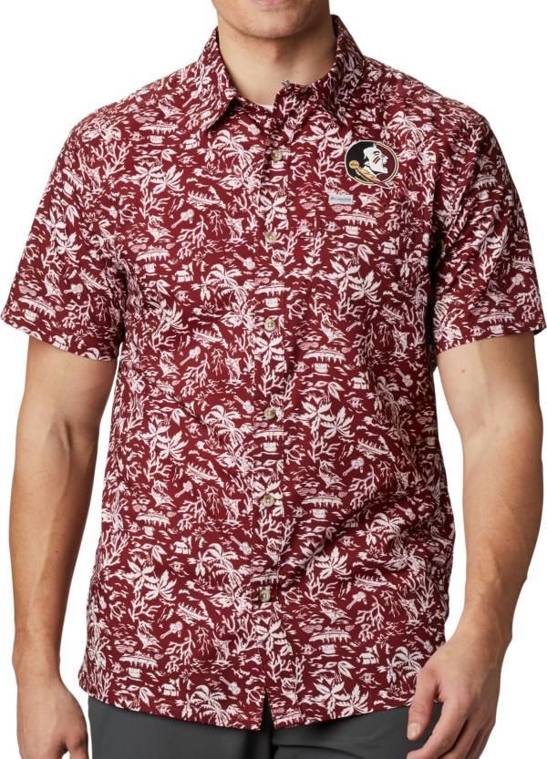 Columbia Men's Florida State Seminoles Garnet Super Slack Tide Button-Down Shirt