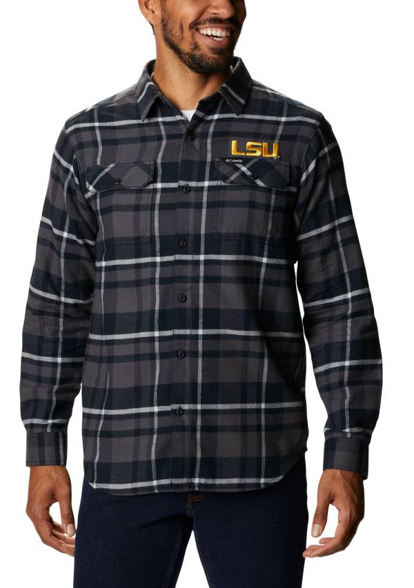 Columbia Men's LSU Tigers Gold Plaid Flare Gun Flannel Long Sleeve Shirt