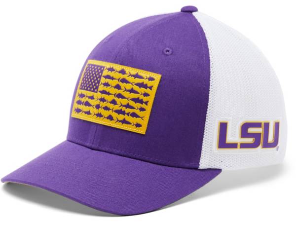Columbia Men's LSU Tigers Purple PFG Flag Mesh Fitted Hat | Dick's ...
